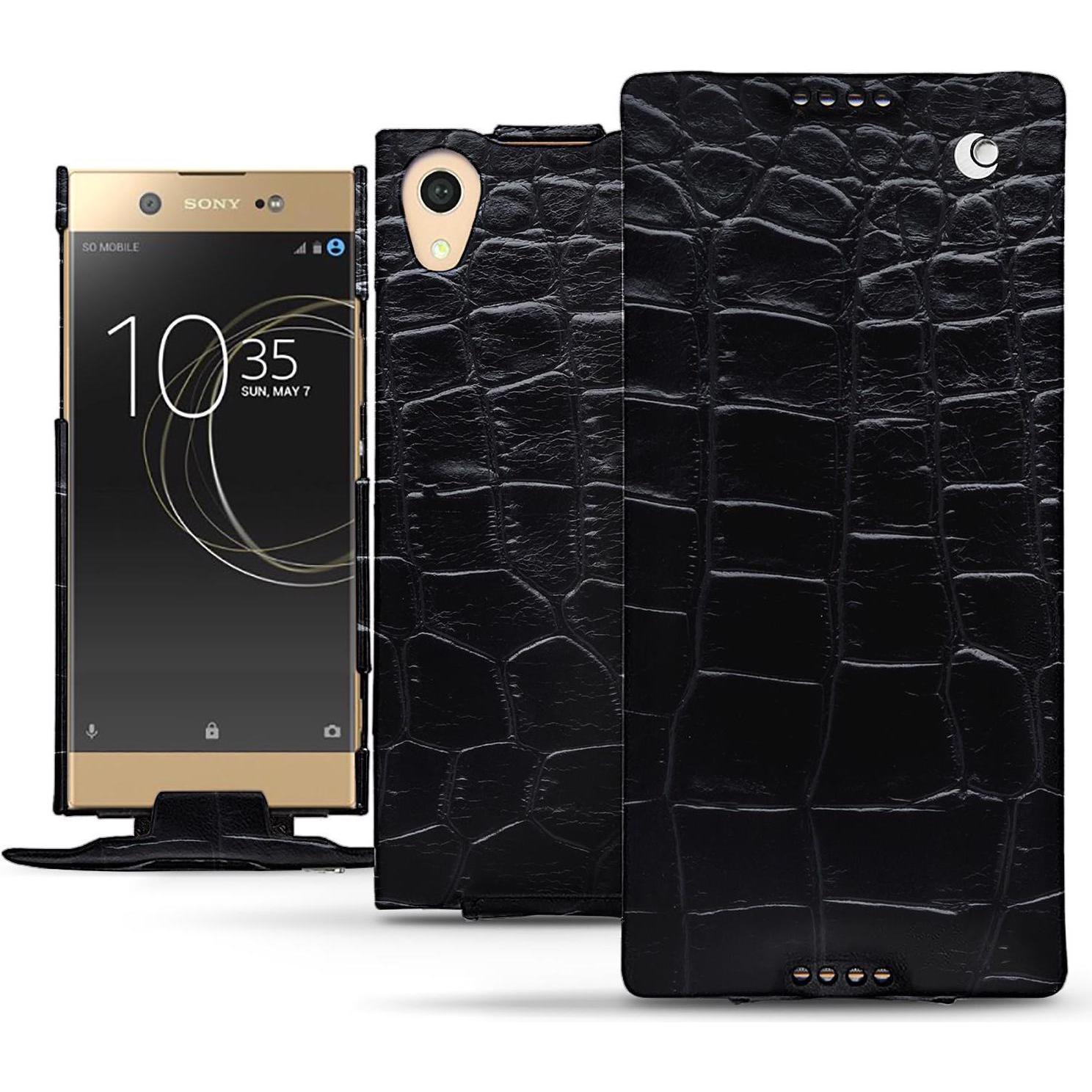 Noreve Lederschutzhülle vertikal (Sony Xperia XA1 Ultra), Smartphone Hülle, Schwarz