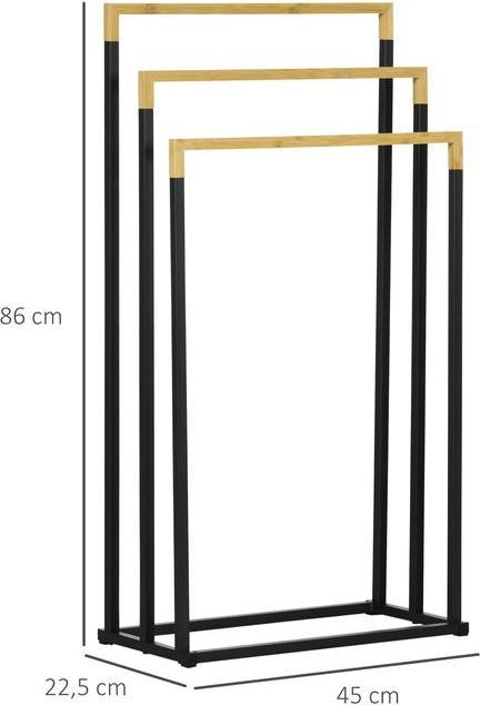 Actual product image Swisshandel24 Freestanding towel rail, towel rack with 3 towel rails Bath towel rail Bathroom accessories S