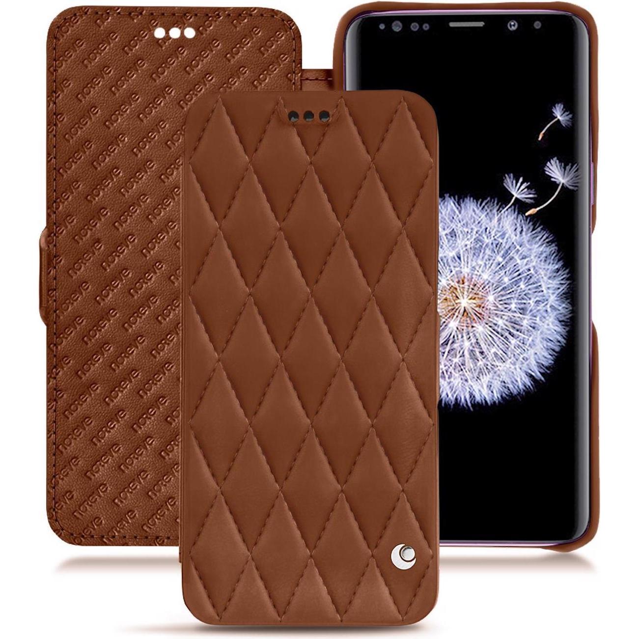 Noreve Lederschutzhülle horizontal (Samsung Galaxy S9+), Smartphone Hülle, Braun