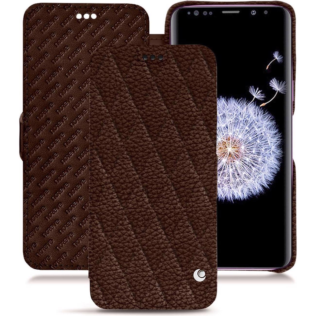 Noreve Lederschutzhülle horizontal (Samsung Galaxy S9+), Smartphone Hülle, Braun