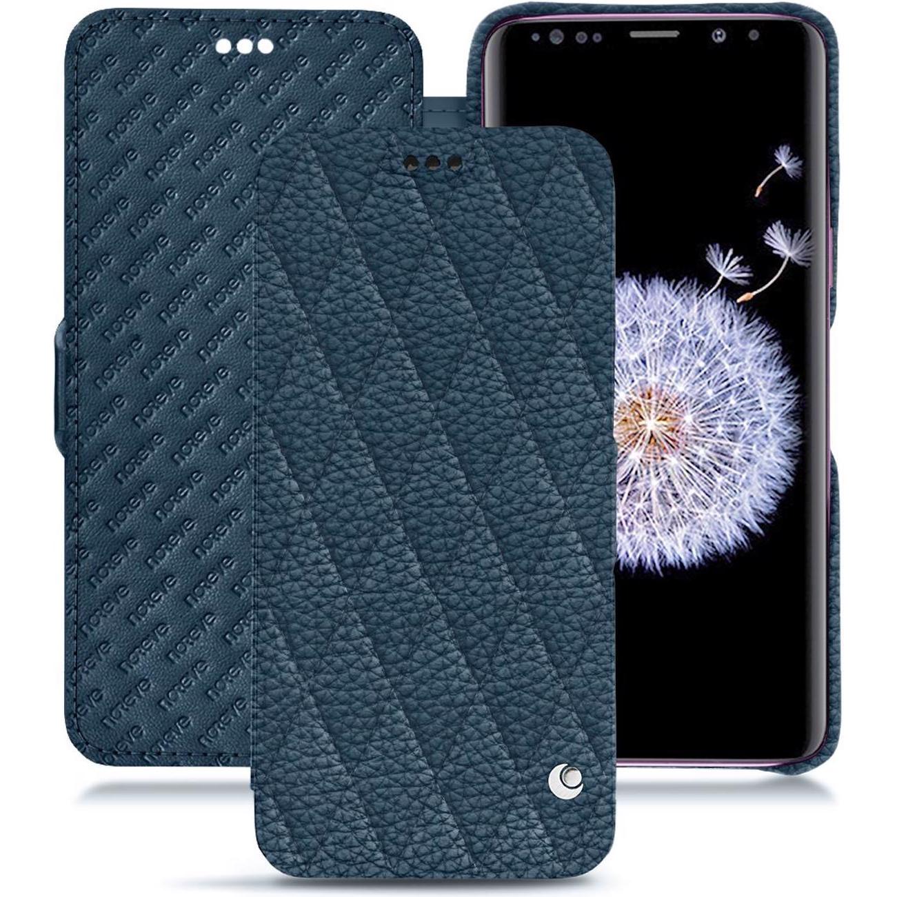 Noreve Lederschutzhülle horizontal (Samsung Galaxy S9+), Smartphone Hülle, Blau
