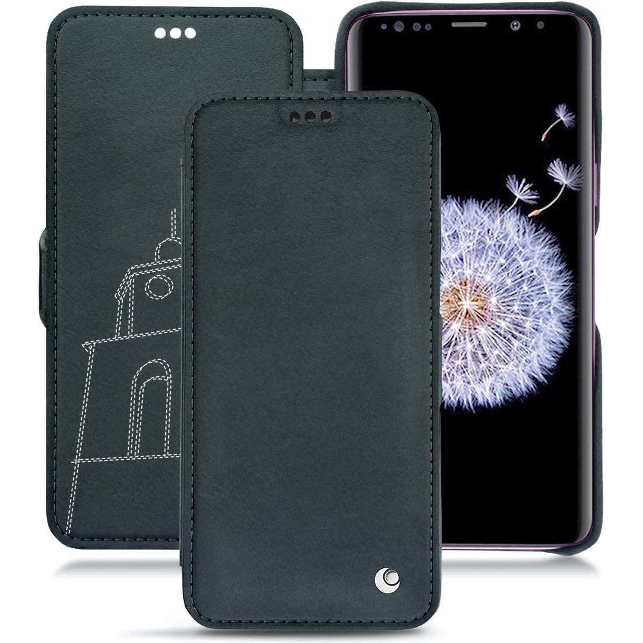 Noreve Lederschutzhülle horizontal (Samsung Galaxy S9+), Smartphone Hülle, Blau