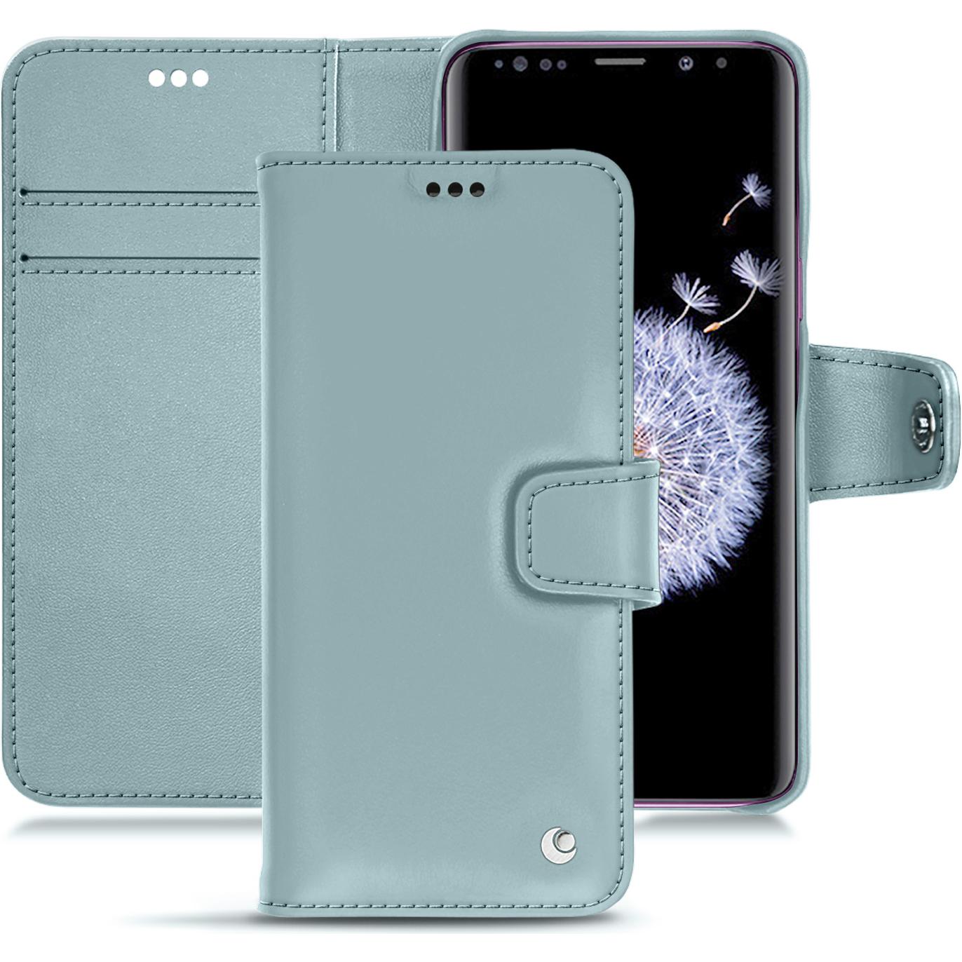 Noreve Lederschutzhülle Wallet (Samsung Galaxy S9+), Smartphone Hülle, Blau