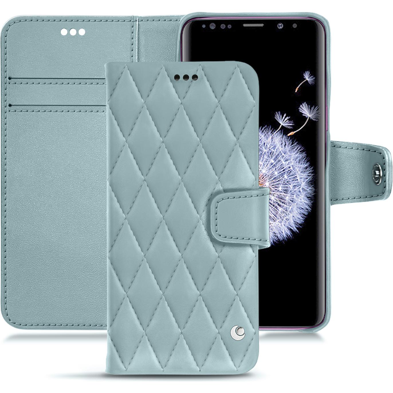 Noreve Lederschutzhülle Wallet (Samsung Galaxy S9+), Smartphone Hülle, Blau