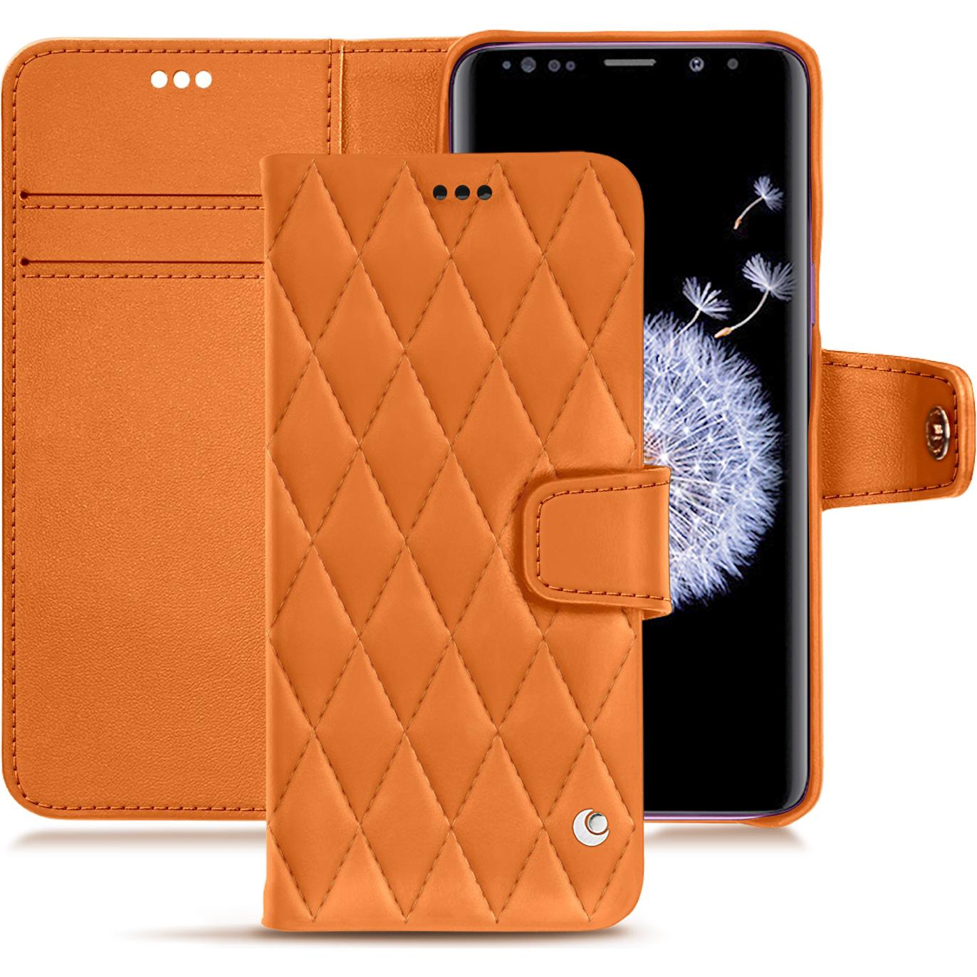 Noreve Lederschutzhülle Wallet (Samsung Galaxy S9+), Smartphone Hülle, Orange