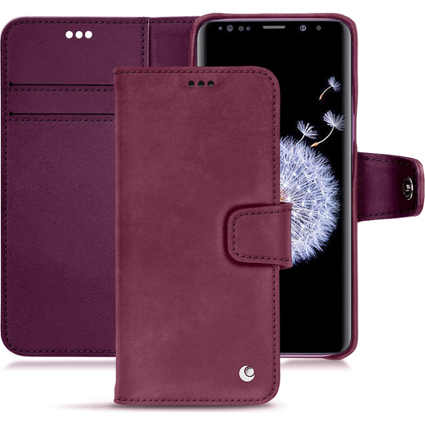 Noreve Lederschutzhülle Wallet (Samsung Galaxy S9+), Smartphone Hülle, Violett