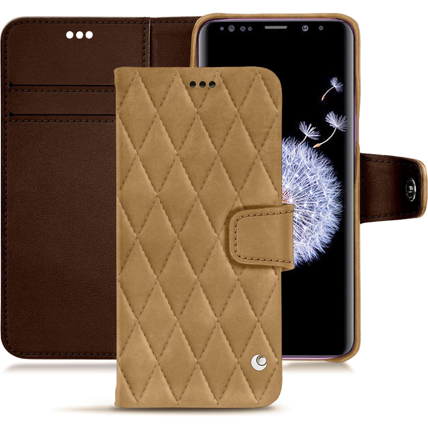 Noreve Lederschutzhülle Wallet (Samsung Galaxy S9+), Smartphone Hülle, Braun