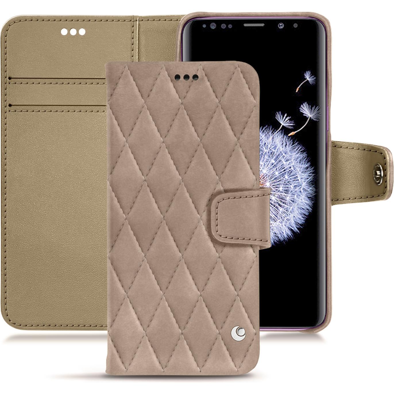 Noreve Lederschutzhülle Wallet (Samsung Galaxy S9+), Smartphone Hülle, Beige