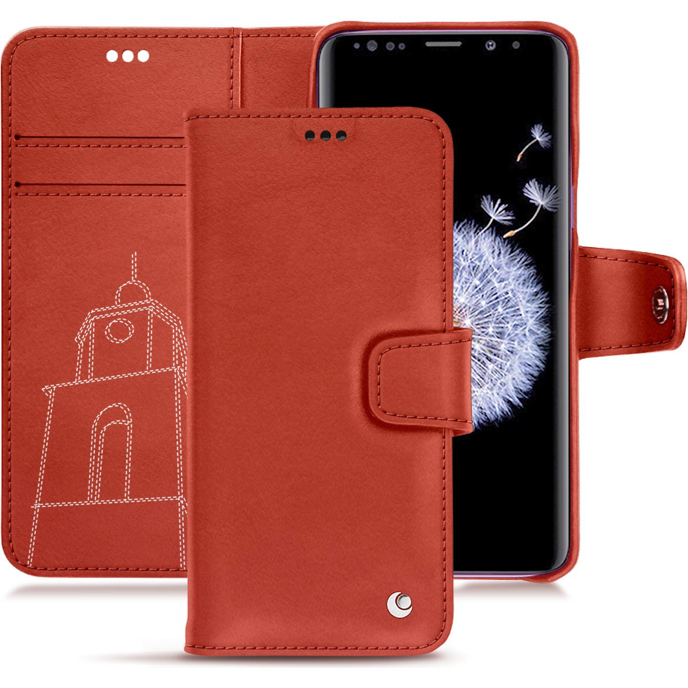 Noreve Lederschutzhülle Wallet (Samsung Galaxy S9+), Smartphone Hülle, Orange