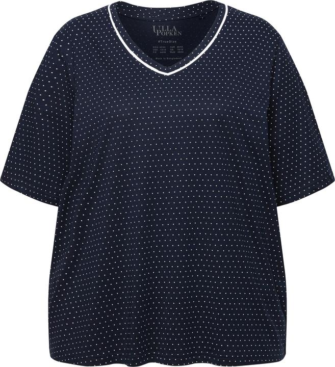 Image du produit Ulla Popken Lot de 2 T-shirts de pyjama, pois/uni, manches courtes (46, 48)