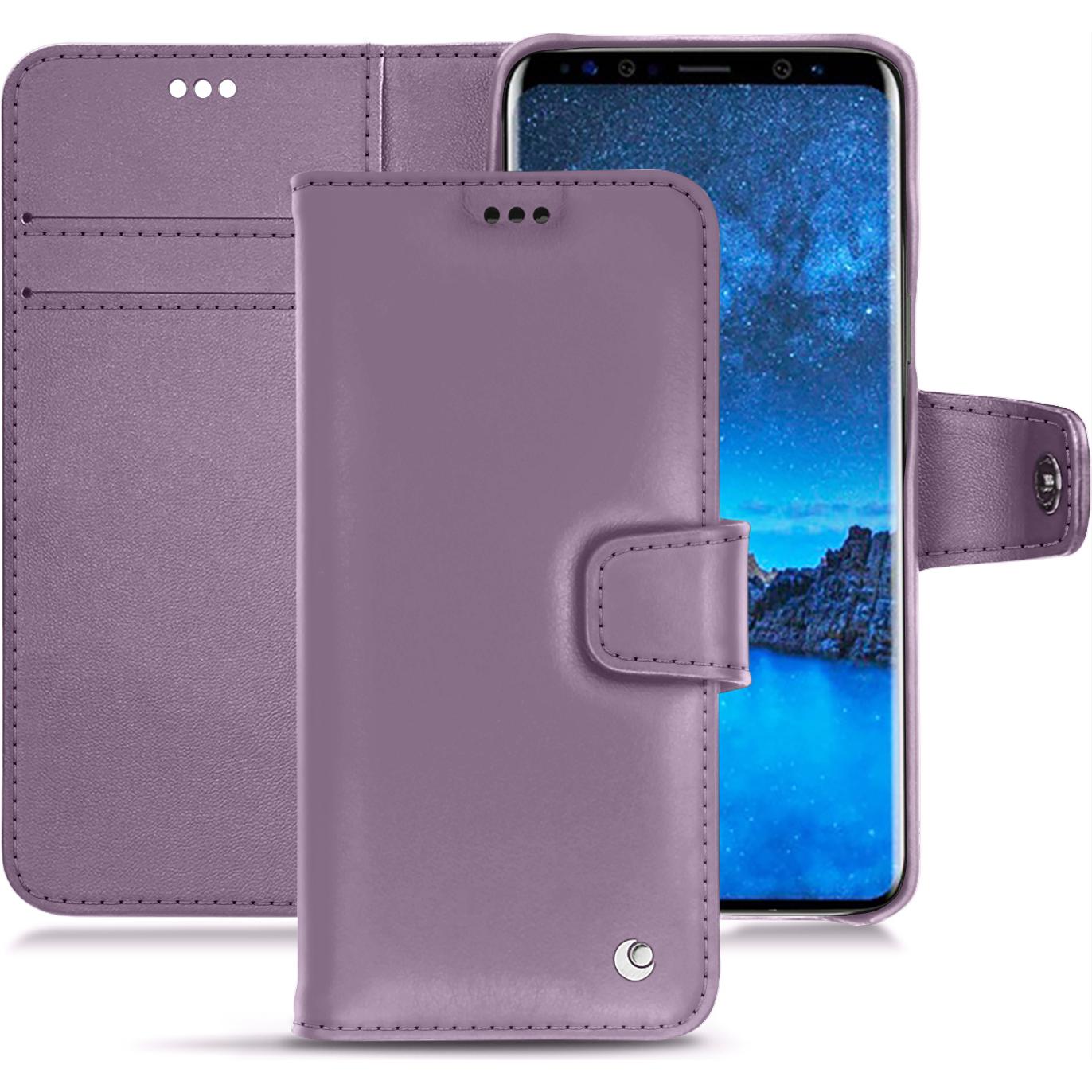 Noreve Lederschutzhülle Wallet (Samsung Galaxy S9+), Smartphone Hülle, Violett