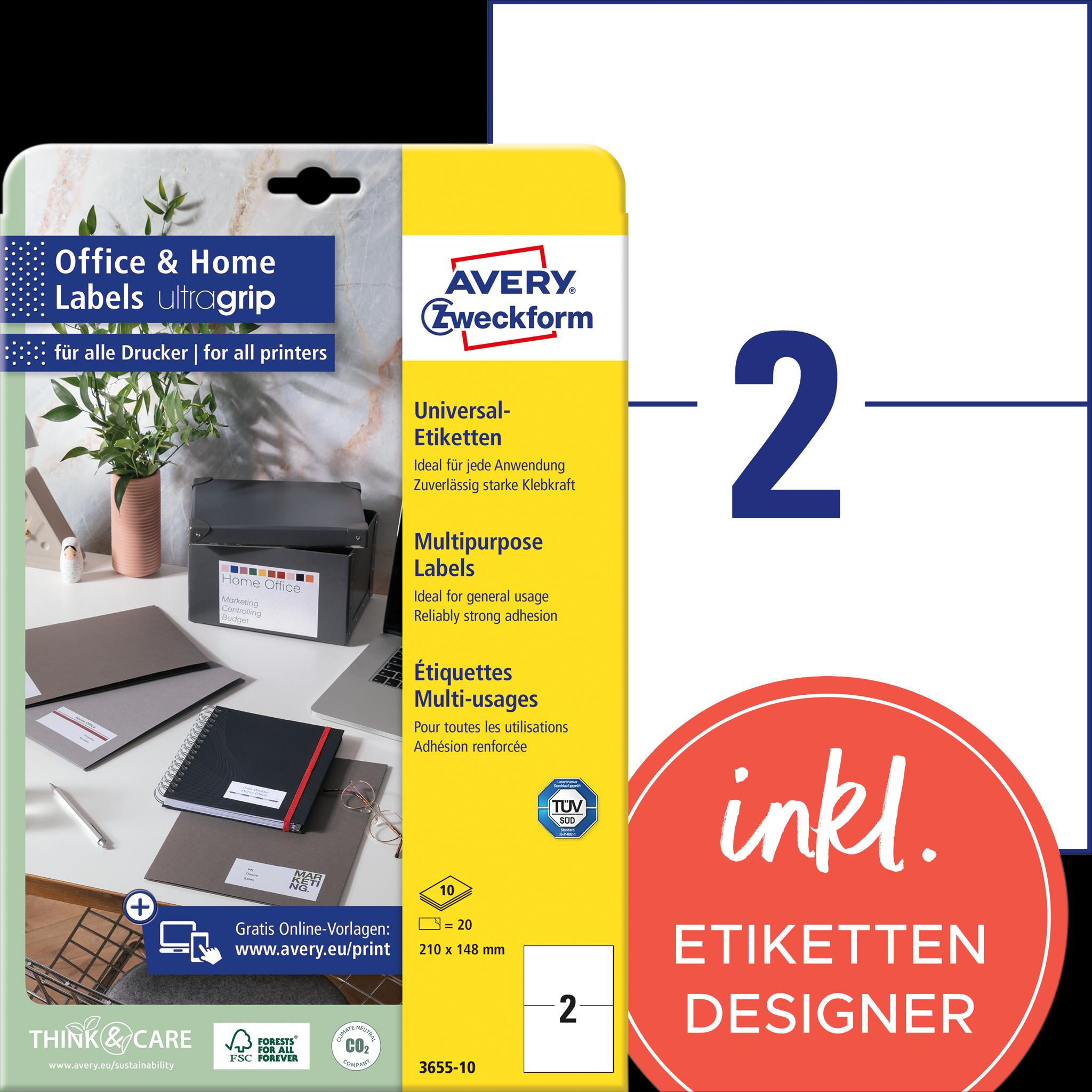 Avery, Etiketten, Etiketten, Home Office, Kleinpackung
