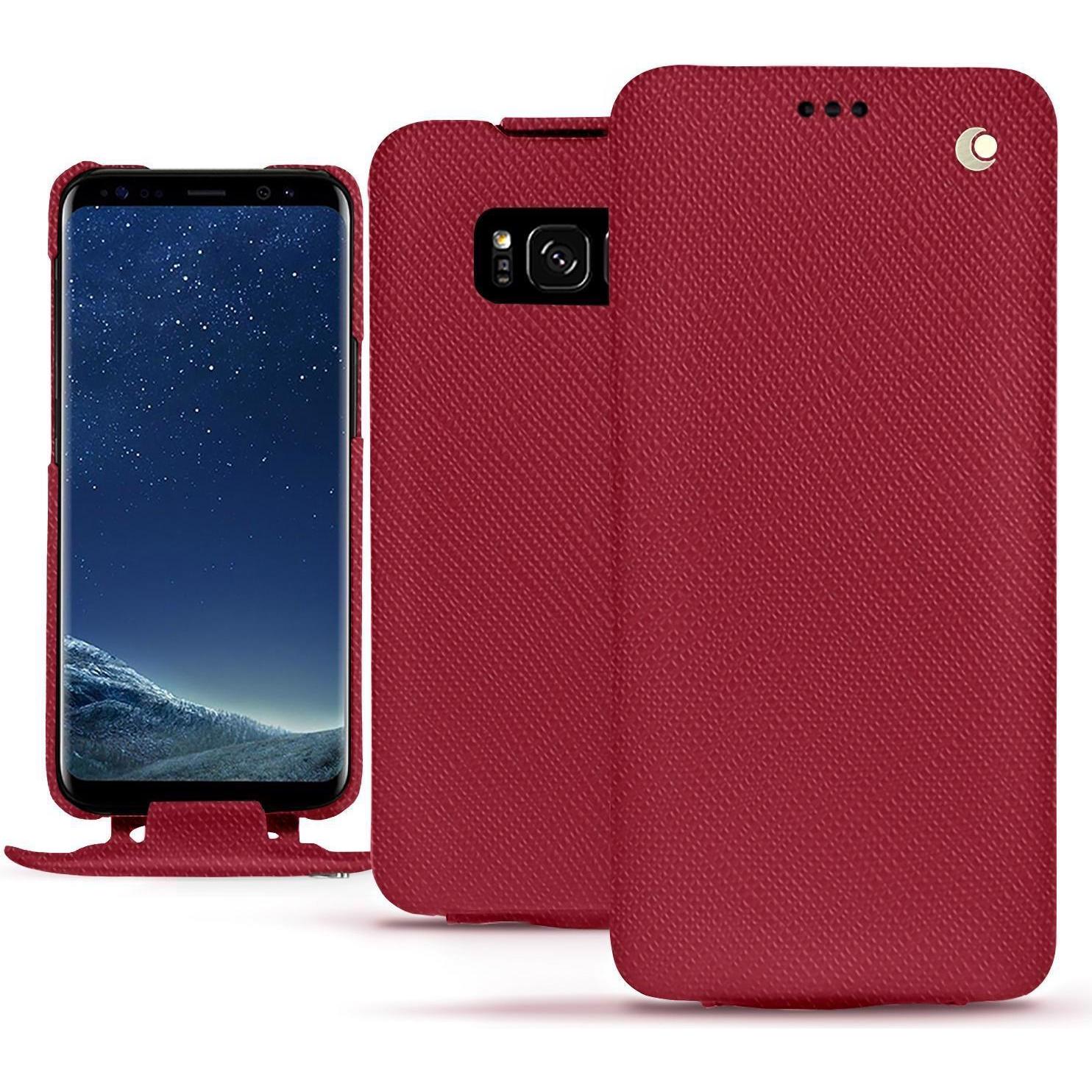 Noreve Lederschutzhülle vertikal (Samsung Galaxy S8+), Smartphone Hülle, Rot