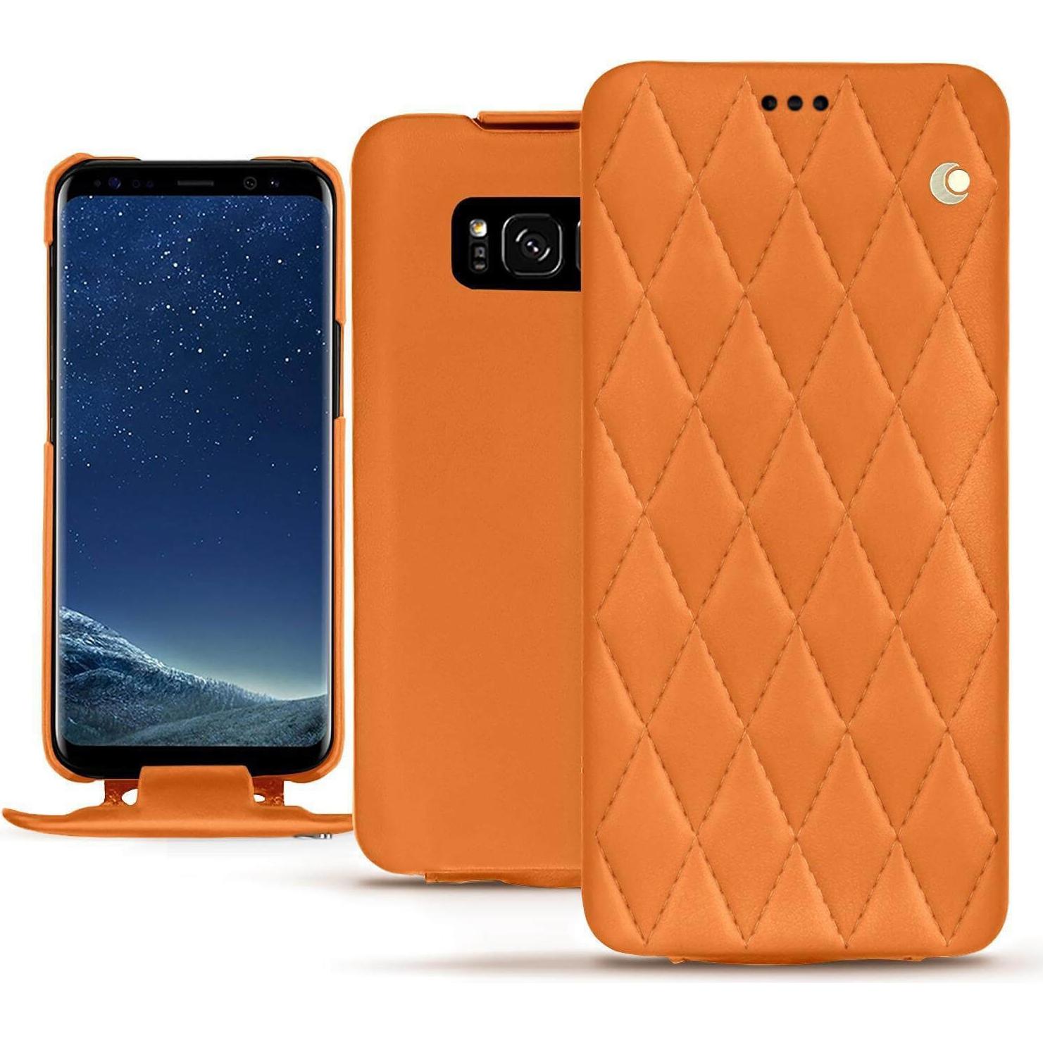Noreve Lederschutzhülle vertikal (Samsung Galaxy S8+), Smartphone Hülle, Orange