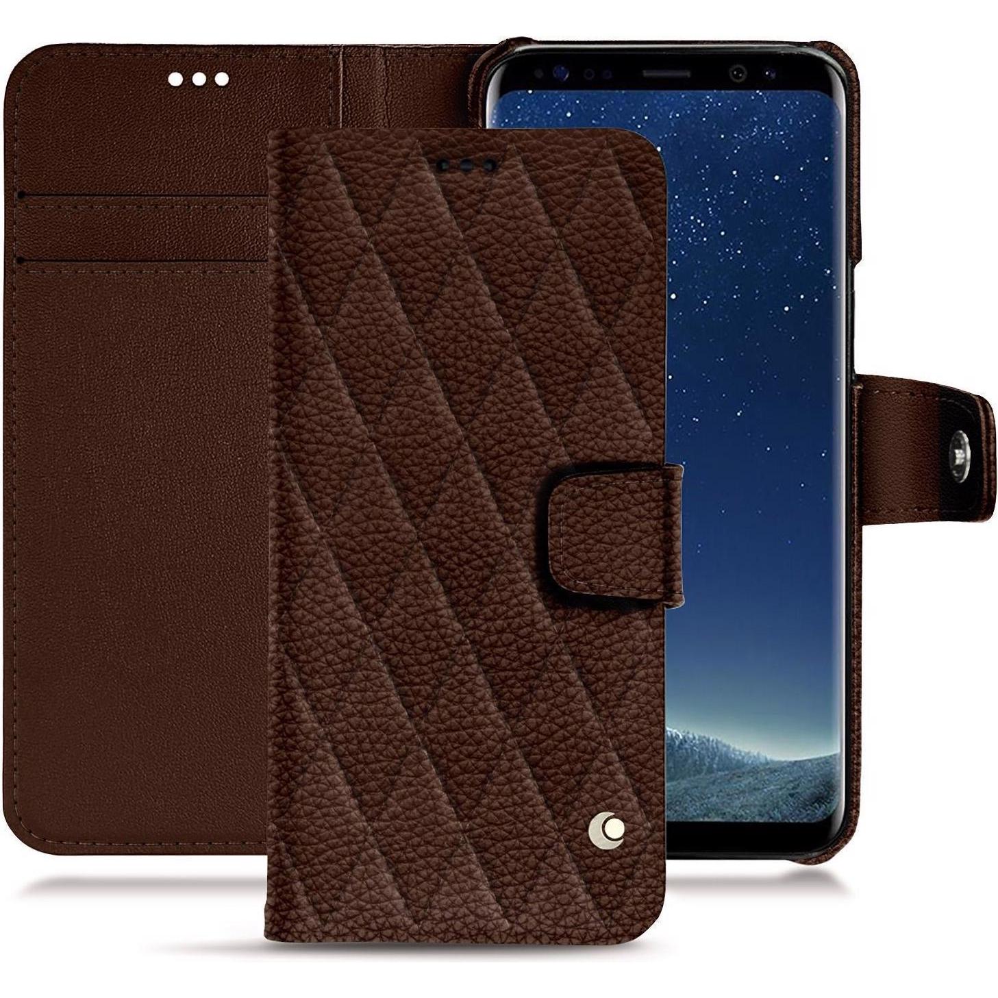 Noreve Lederschutzhülle Wallet (Samsung Galaxy S8), Smartphone Hülle, Braun