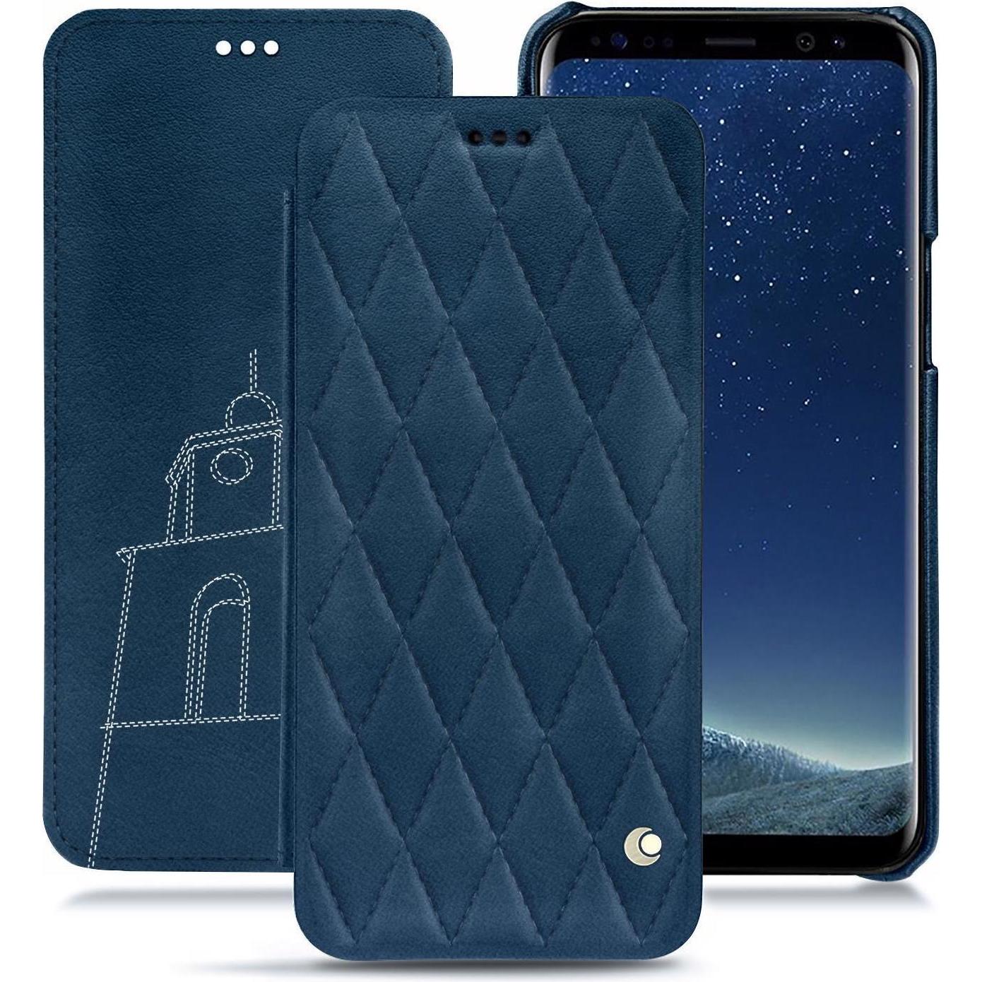 Noreve Lederschutzhülle horizontal (Samsung Galaxy S8+), Smartphone Hülle, Blau