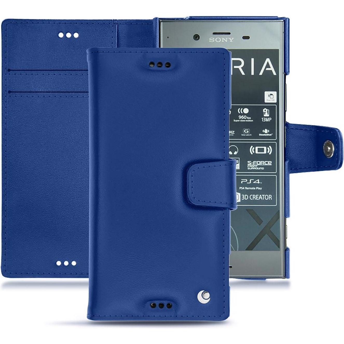 Noreve Lederschutzhülle Wallet (Sony Xperia XZ1), Smartphone Hülle, Blau