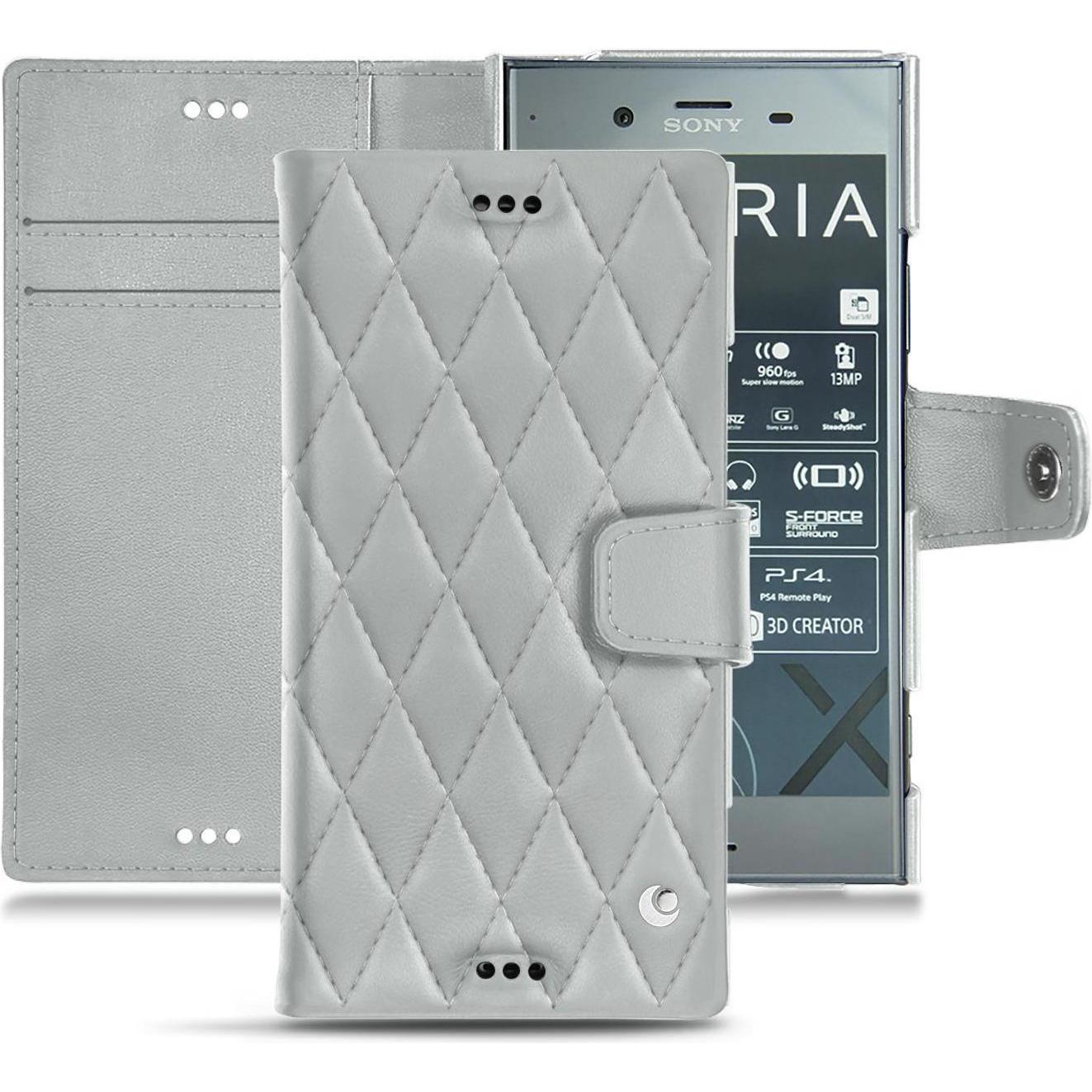 Noreve Lederschutzhülle Wallet (Sony Xperia XZ1), Smartphone Hülle, Grau