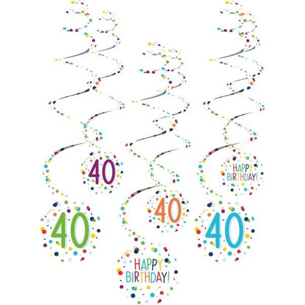 Magni spiralgirlanden 40 Confetti Birthday 61 cm Papier 6 Stück