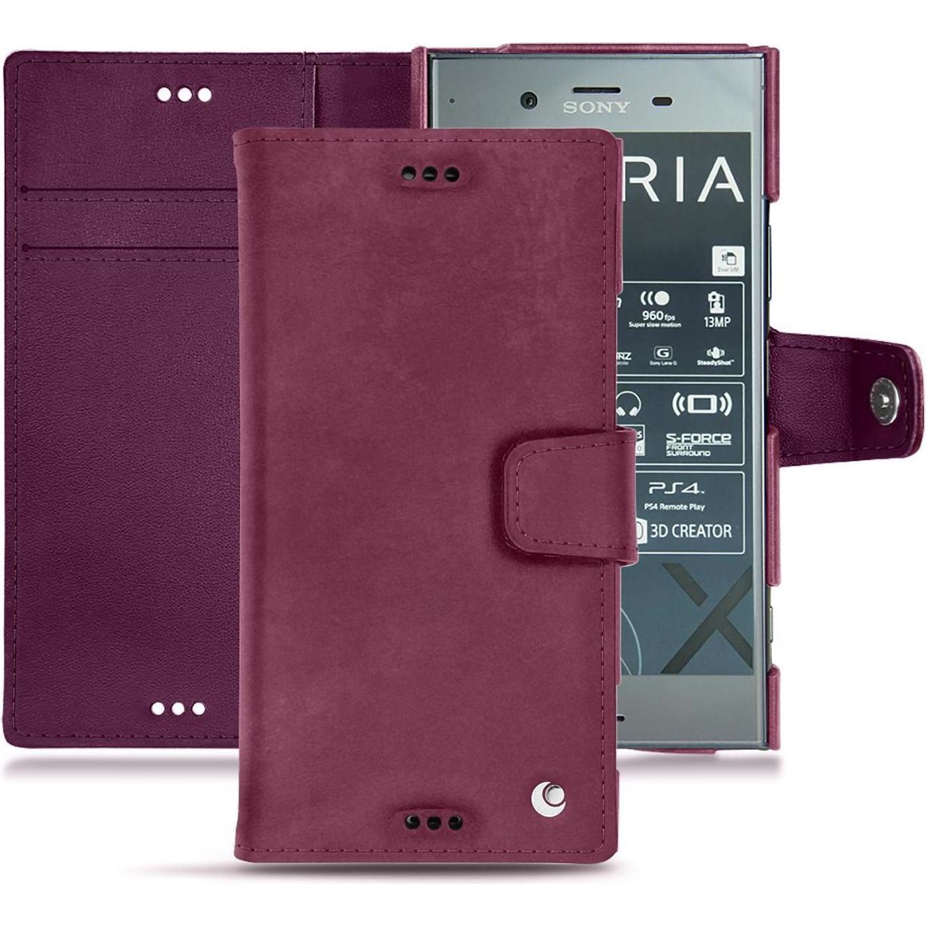Noreve Lederschutzhülle Wallet (Sony Xperia XZ1), Smartphone Hülle, Violett