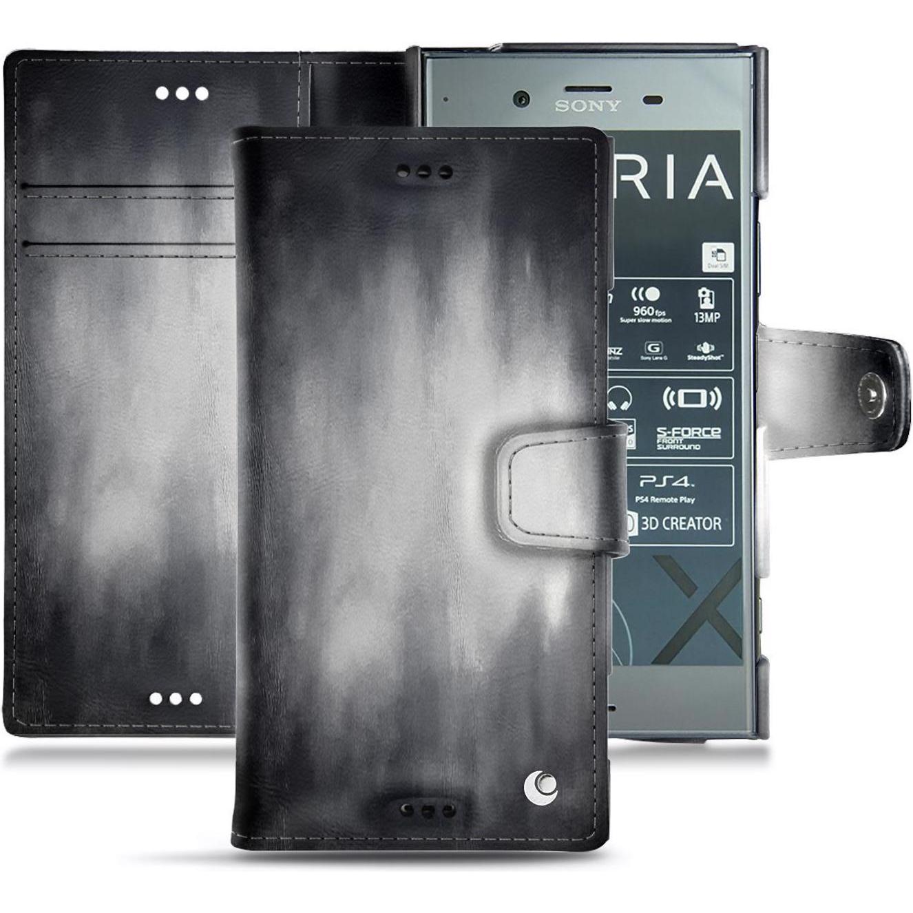 Thumbnail - Noreve Lederschutzhülle Wallet (Sony Xperia XZ1), Smartphone Hülle, Grau