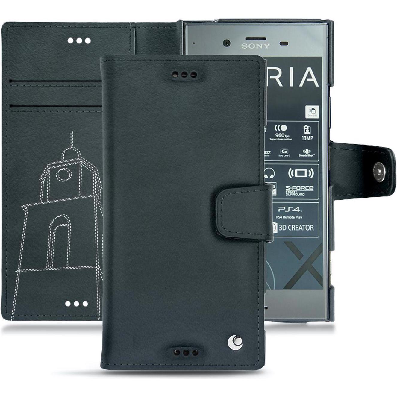 Noreve Lederschutzhülle Wallet (Sony Xperia XZ1), Smartphone Hülle, Blau
