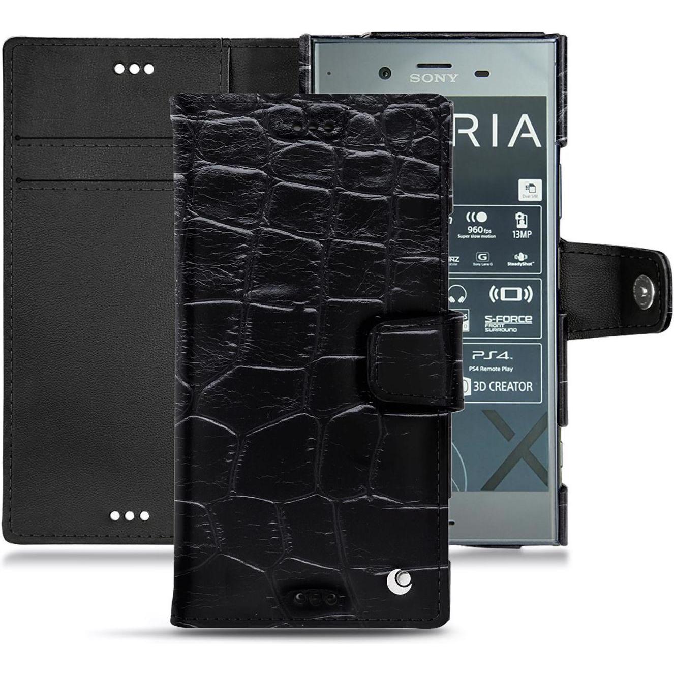 Noreve Lederschutzhülle Wallet (Sony Xperia XZ1), Smartphone Hülle, Schwarz