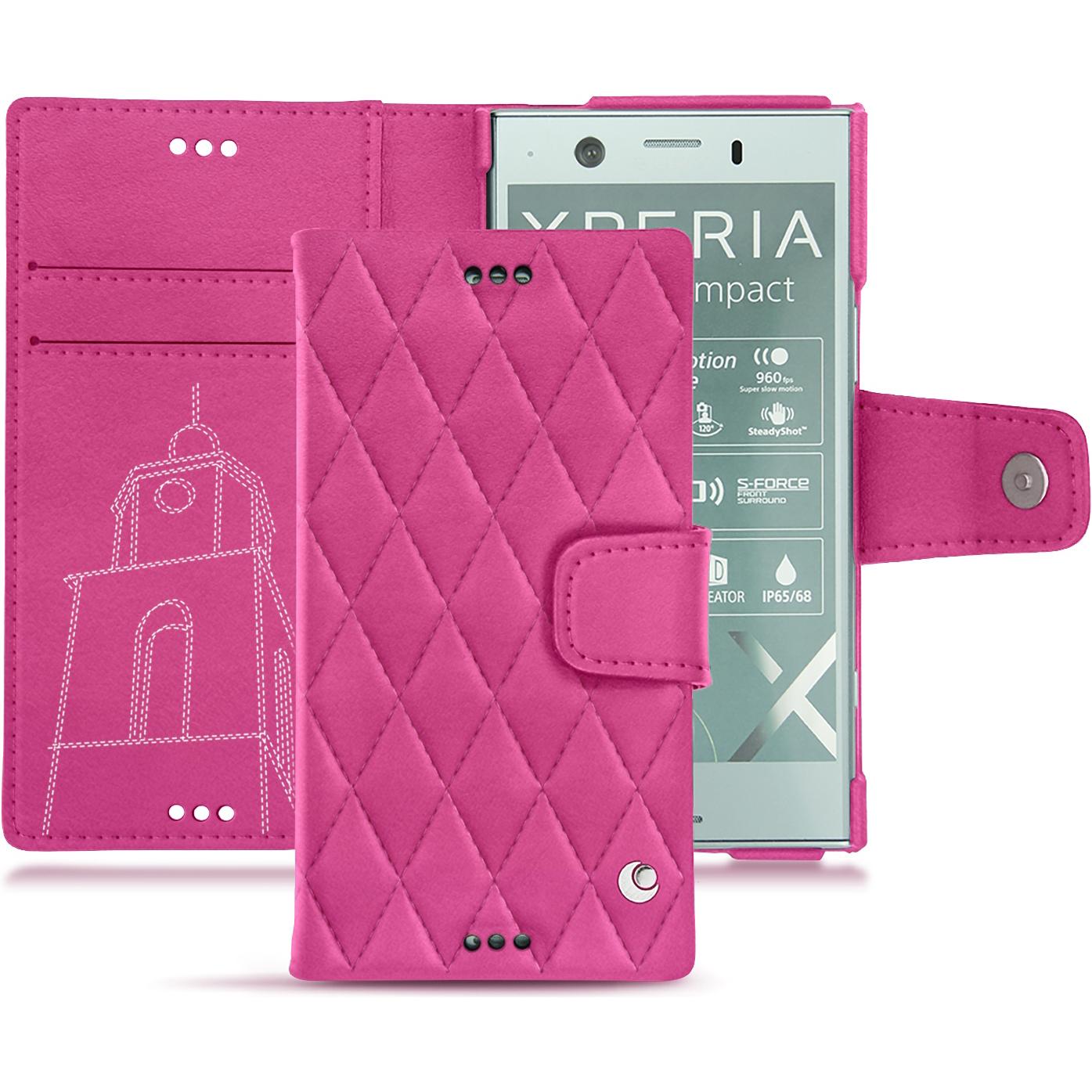 Noreve Lederschutzhülle Wallet (Sony Xperia XZ1 Compact), Smartphone Hülle, Rosa