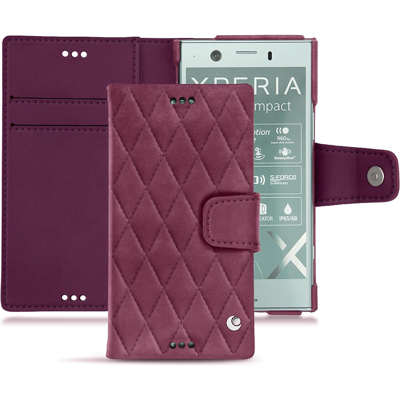 Noreve Lederschutzhülle Wallet (Sony Xperia XZ1 Compact), Smartphone Hülle, Violett