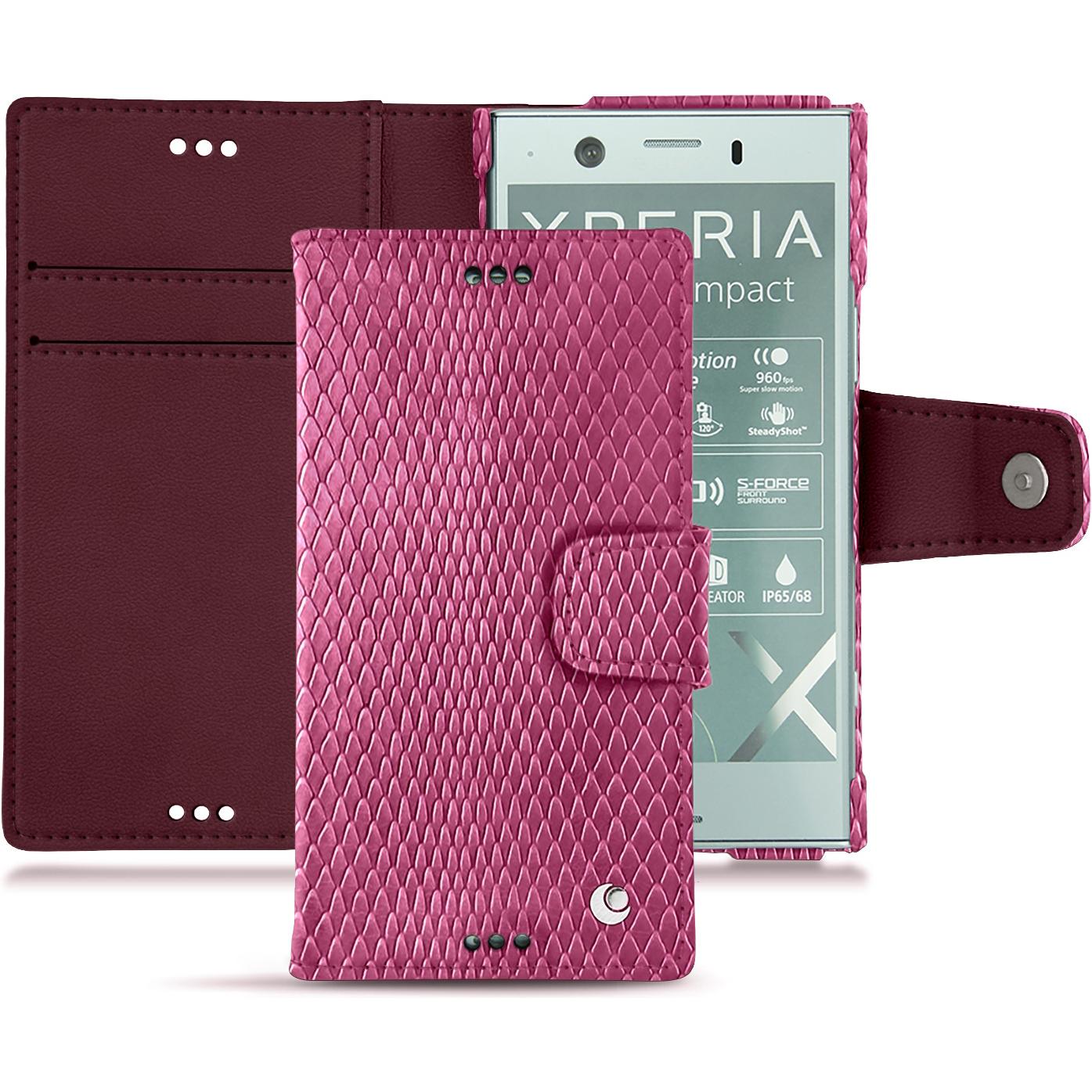 Noreve Lederschutzhülle Wallet (Sony Xperia XZ1 Compact), Smartphone Hülle, Rosa