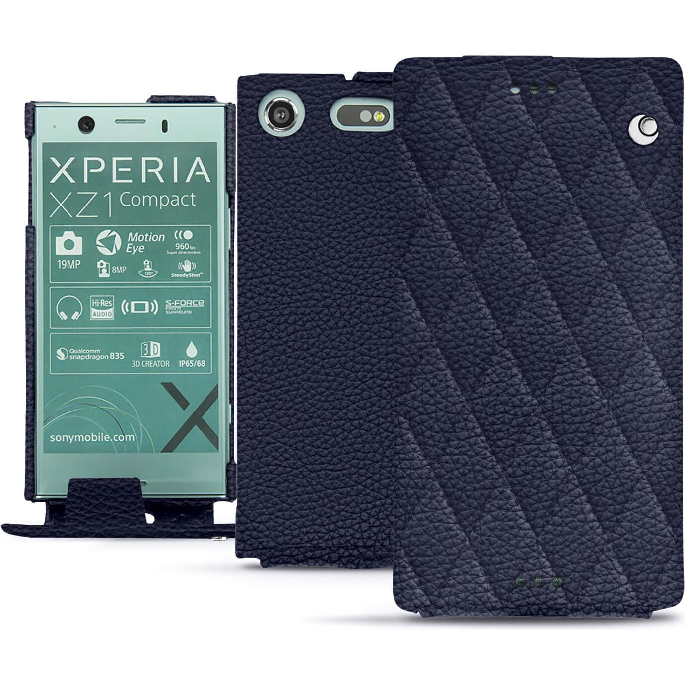 Noreve Lederschutzhülle vertikal (Sony Xperia XZ1 Compact), Smartphone Hülle, Violett