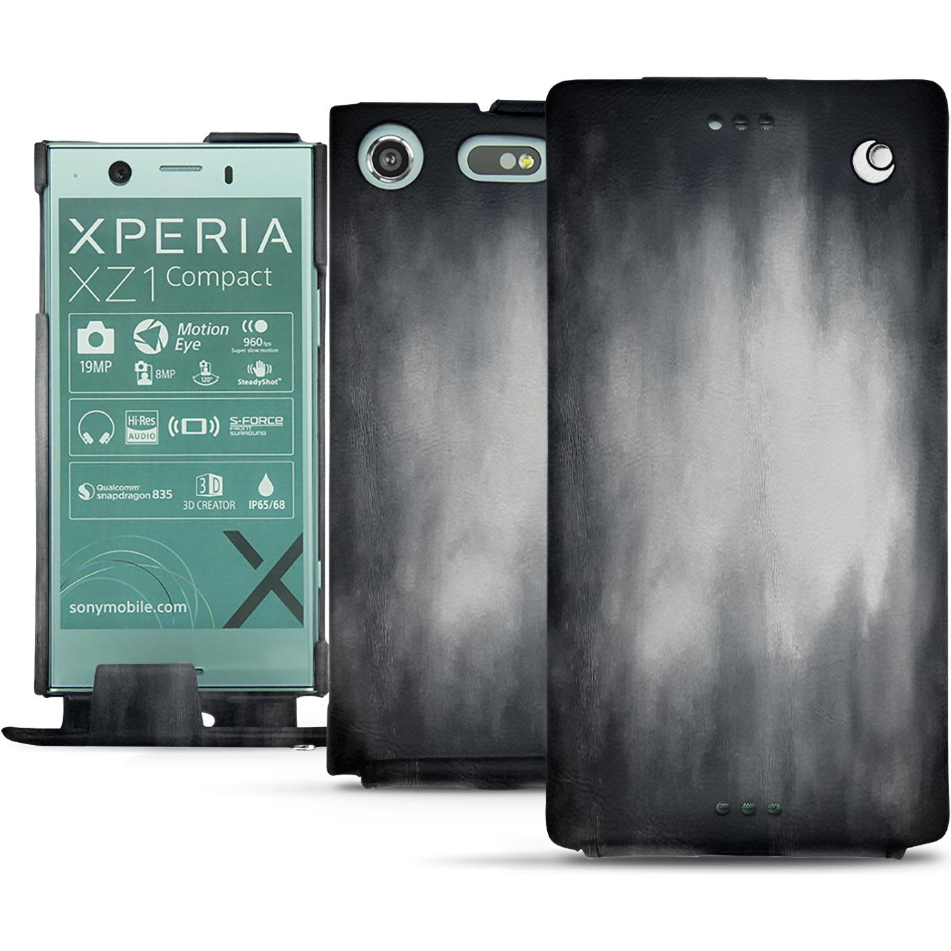 Thumbnail - Noreve Lederschutzhülle vertikal (Sony Xperia XZ1 Compact), Smartphone Hülle, Grau