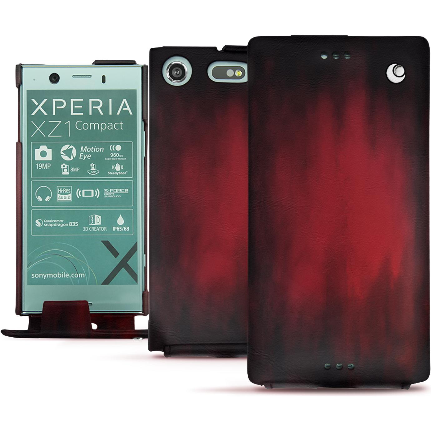 Thumbnail - Noreve Lederschutzhülle vertikal (Sony Xperia XZ1 Compact), Smartphone Hülle, Rot