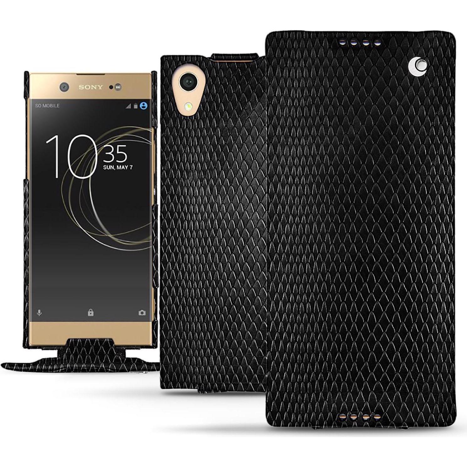 Noreve Lederschutzhülle vertikal (Sony Xperia XA1 Ultra), Smartphone Hülle, Schwarz