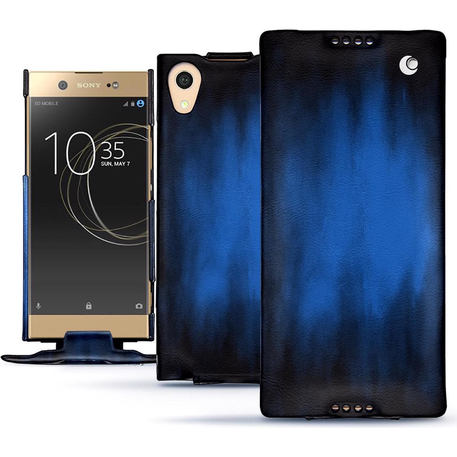 Noreve Lederschutzhülle vertikal (Sony Xperia XA1 Ultra), Smartphone Hülle, Blau
