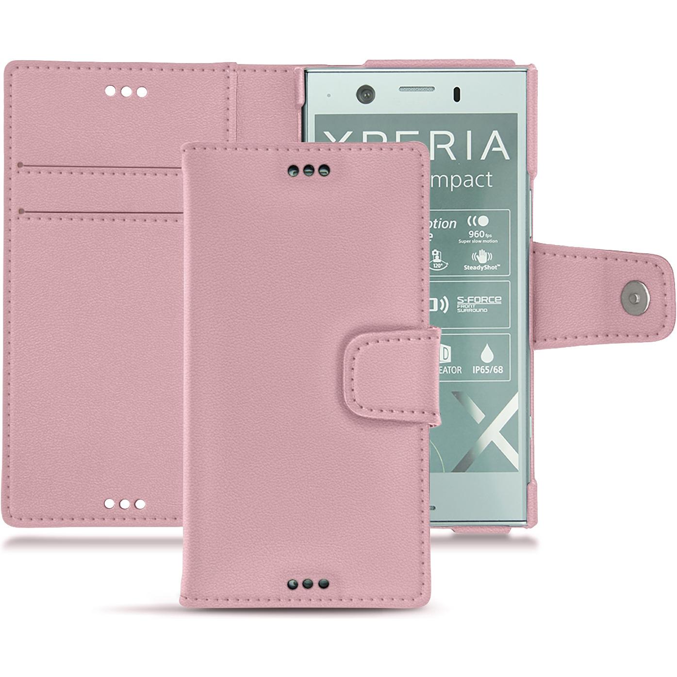 Noreve Lederschutzhülle Wallet (Sony Xperia XZ1 Compact), Smartphone Hülle, Rosa