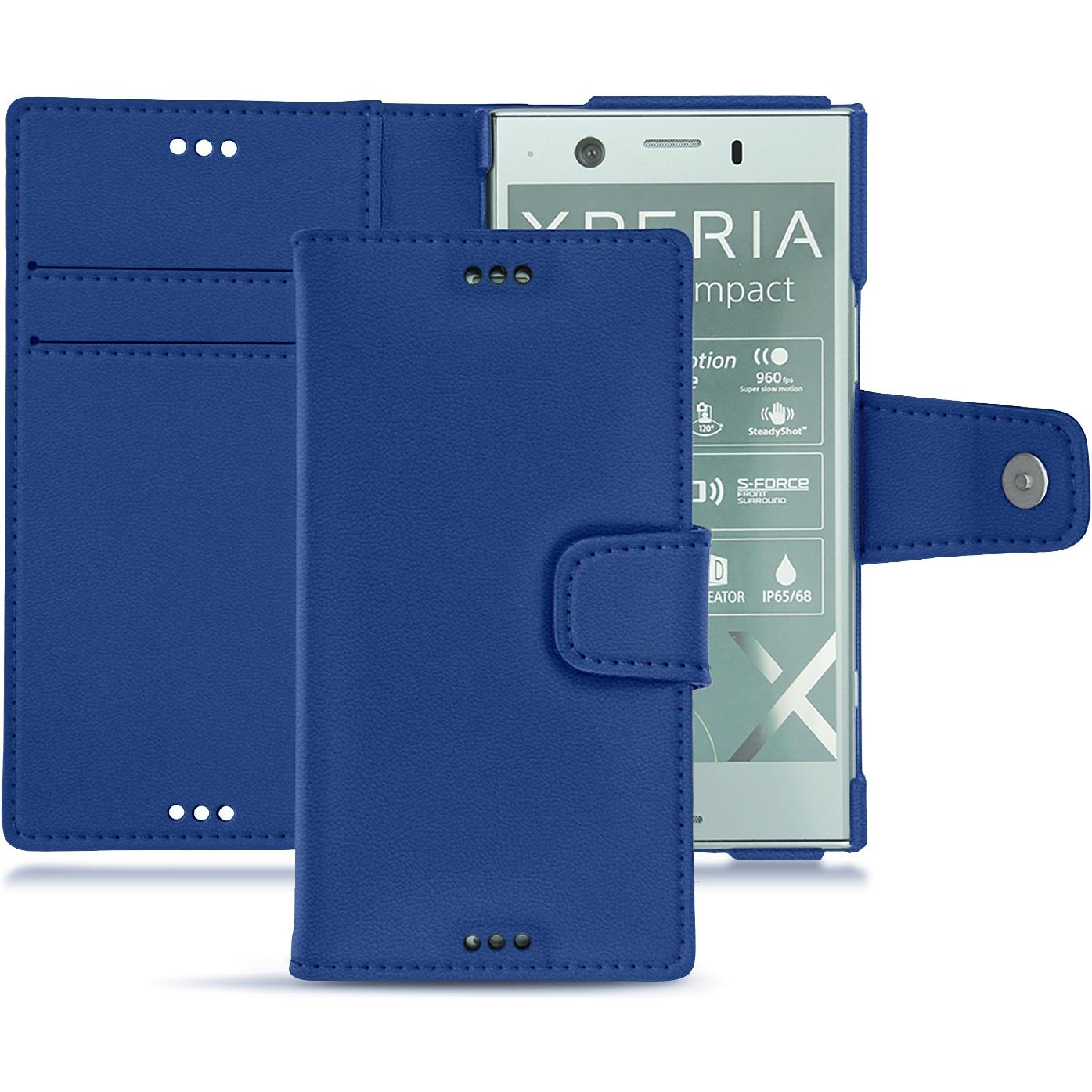 Noreve Lederschutzhülle Wallet (Sony Xperia XZ1 Compact), Smartphone Hülle, Blau