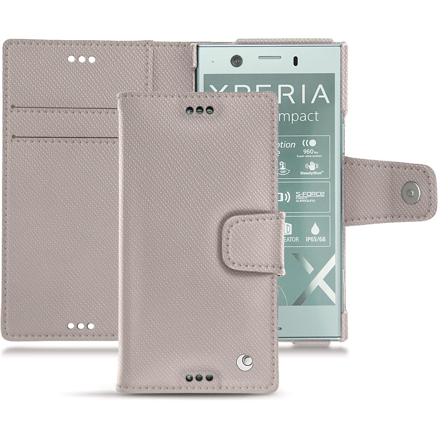 Noreve Lederschutzhülle Wallet (Sony Xperia XZ1 Compact), Smartphone Hülle, Beige