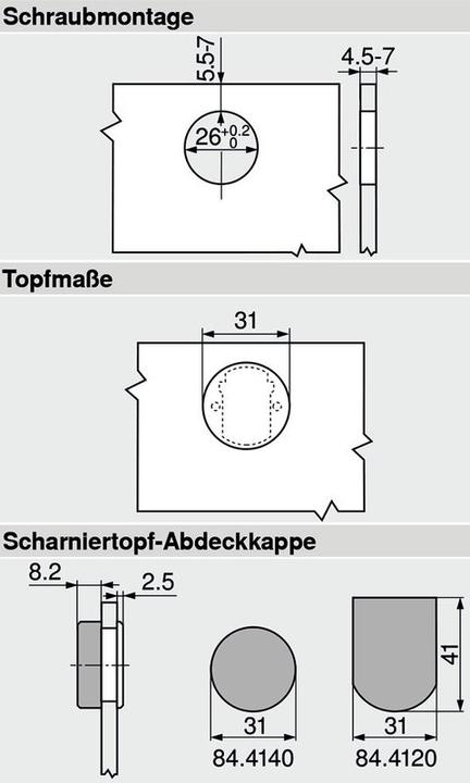 Actual product image Blum Glass door hinge clip top