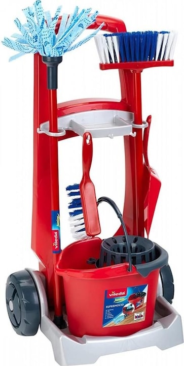 Actual product image Theo Klein 6720 Carrello per le pulizie Vileda con aspirapolvere verticale I Include vari accessori tra cui moc