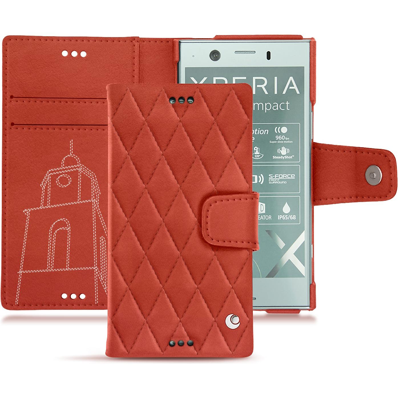 Thumbnail - Noreve Lederschutzhülle Wallet (Sony Xperia XZ1 Compact), Smartphone Hülle, Orange