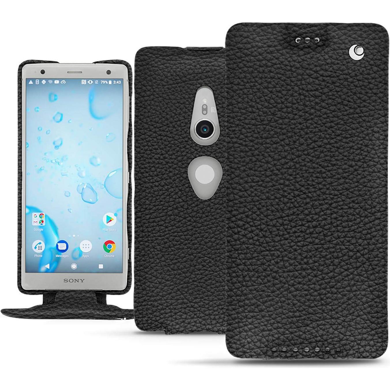 Noreve Lederschutzhülle vertikal (Sony Xperia XZ2), Smartphone Hülle, Schwarz