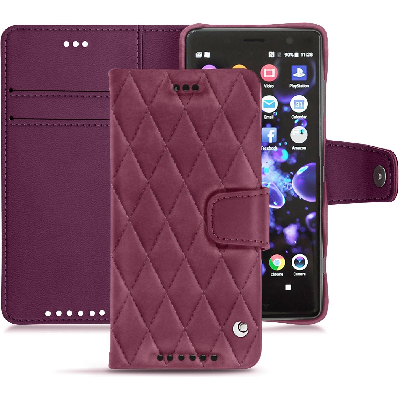 Noreve Lederschutzhülle Wallet (Sony Xperia XZ2 Compact), Smartphone Hülle, Violett