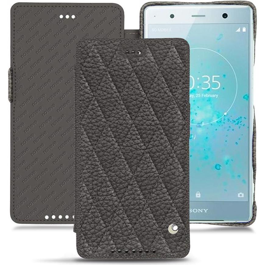 Noreve Lederschutzhülle horizontal (Sony Xperia XZ2 Premium), Smartphone Hülle, Grau