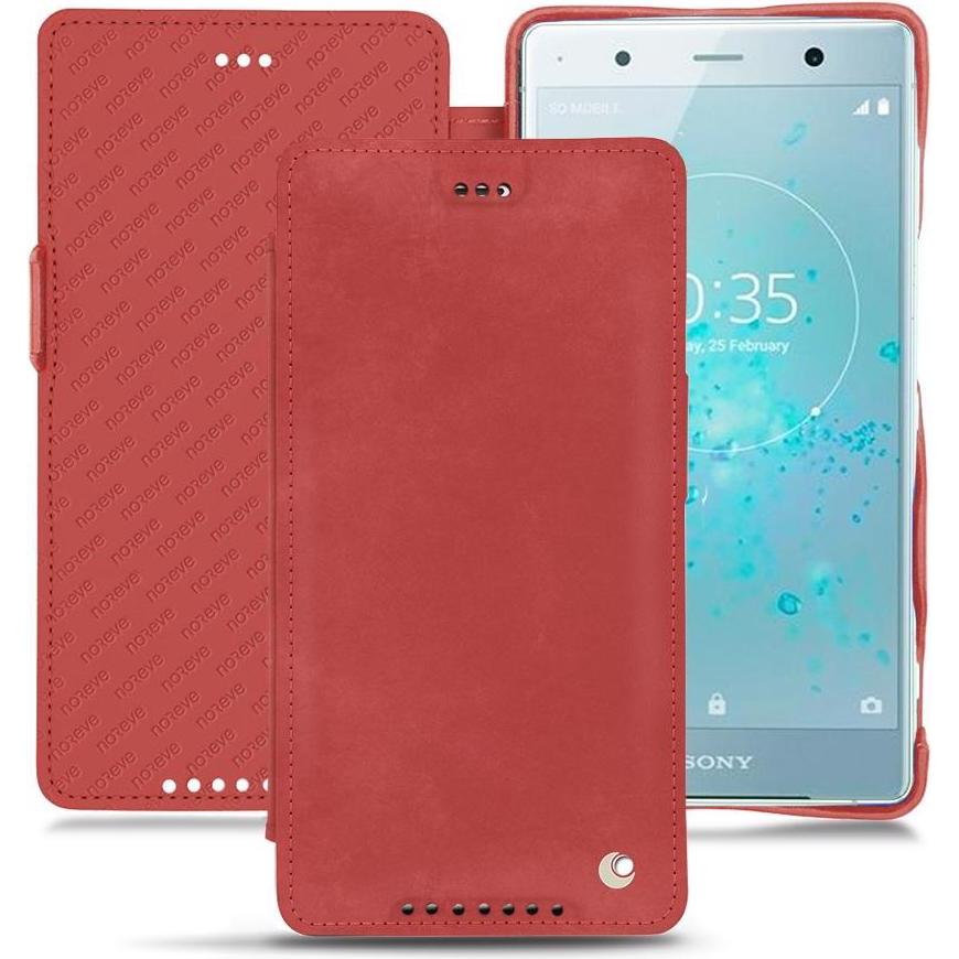 Noreve Lederschutzhülle horizontal (Sony Xperia XZ2 Premium), Smartphone Hülle, Rot