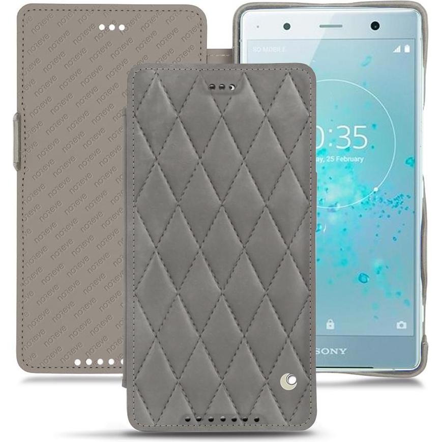 Noreve Lederschutzhülle horizontal (Sony Xperia XZ2 Premium), Smartphone Hülle, Grau