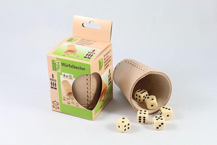 Actual product image Natural games Leather dice cup with 6 dice