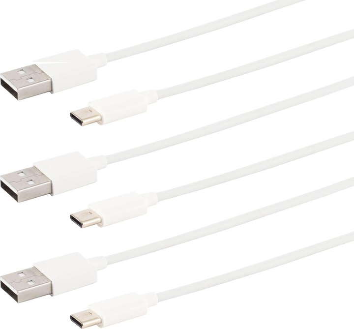 Produktbild S-Impuls 3er-Set Daten- & Ladekabel, USB-A auf USB-C, weiss, 0,5 m (0.50 m, USB 3.0)