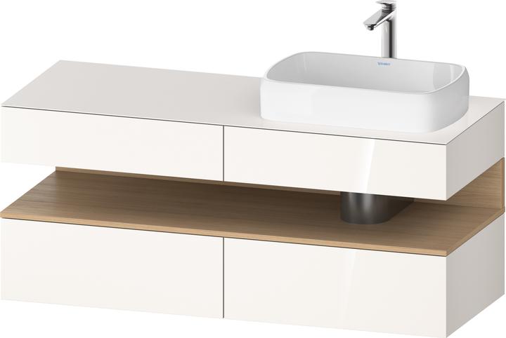 Duravit Qatego Meuble sous-lavabo avec console, 2 tiroirs, 2 tiroirs, découpe à droite, 1400x550x6