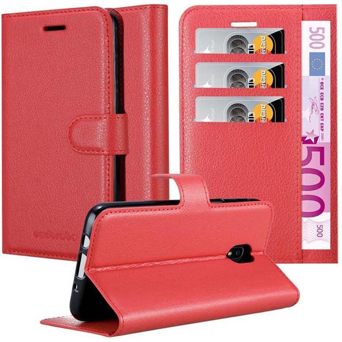 Cadorabo Book mit Standfunktion Cover (Samsung Galaxy J7 2018), Smartphone Hülle, Rot